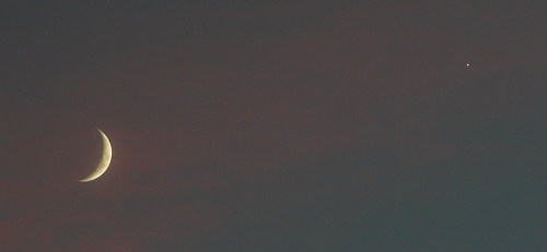 Sunset with Moon and Venus in sunset