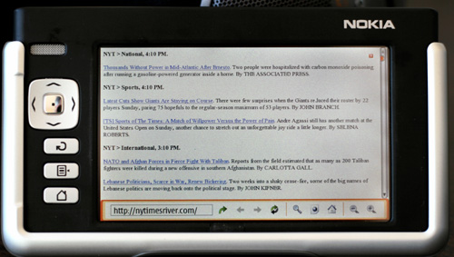 NYTimesRiver on the Nokia 770
